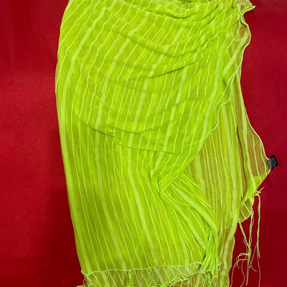 Lime Green Striped Women's Scarf